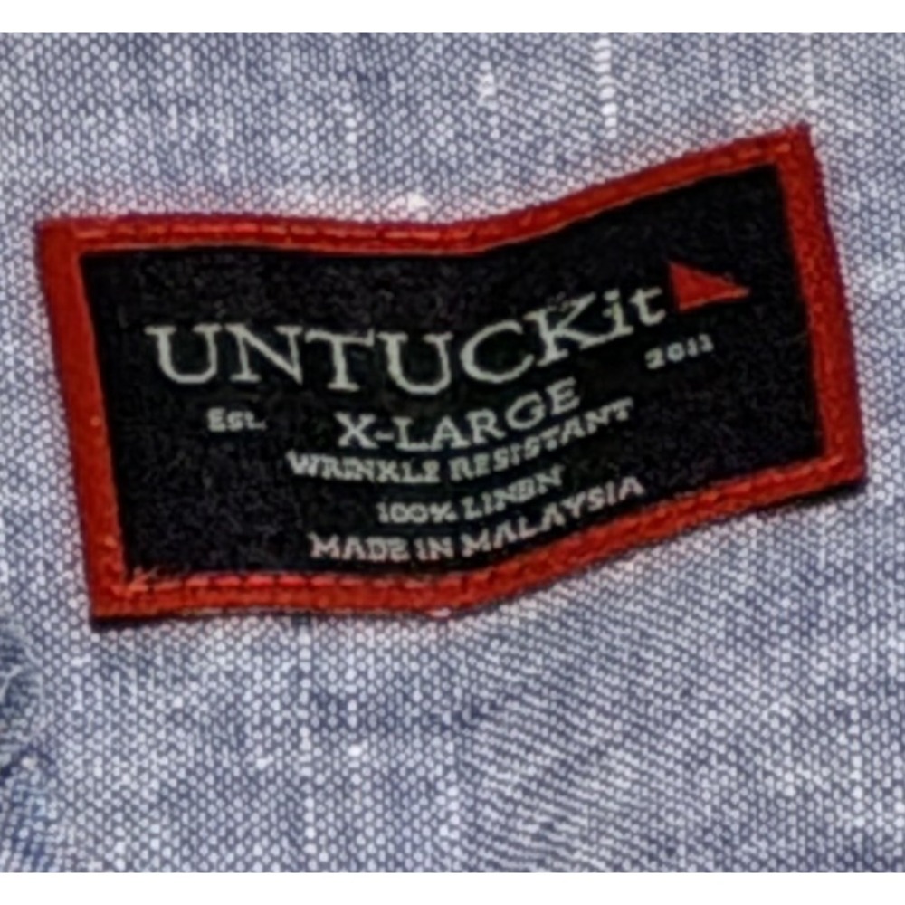 UNTUCKit Men's 100% Linen Button Down Shirt Solid Blue Long Sleeve XL XLARGE - Picture 4 of 10